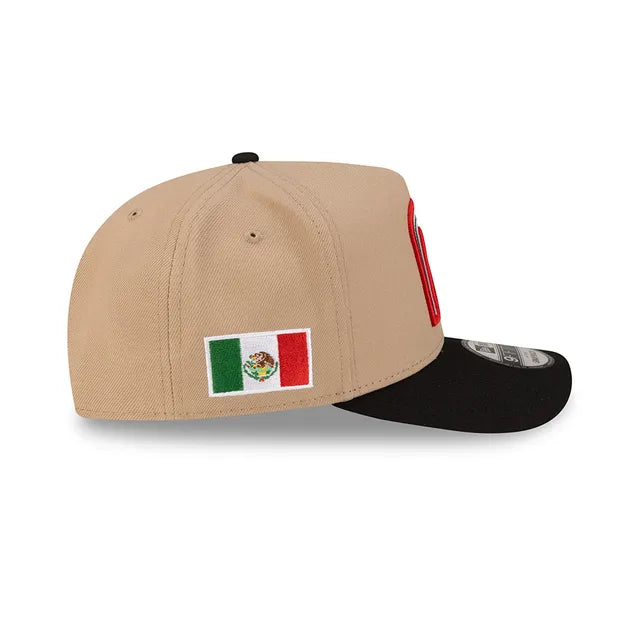 Mexico Camel Brown and Black 2Tone with Mexico Flag Patch New Era 9FIFTY A-Frame Snapback Hat